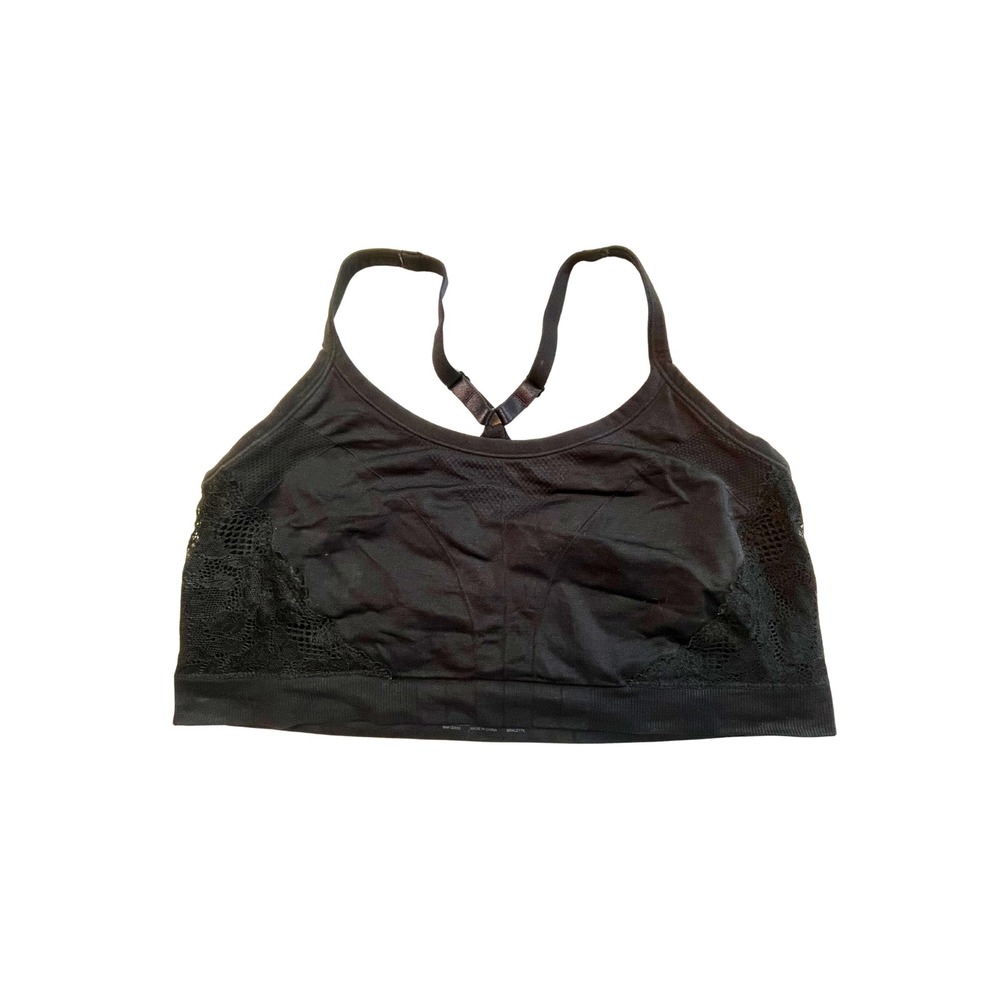 Torrid Size 3 Black Seamless Lace Trim Bralette Racerback Athleisure Activewear